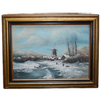 Schilderij Winter Landschap Met Molen thumbnail 1
