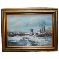 Schilderij Winter Landschap Met Molen
