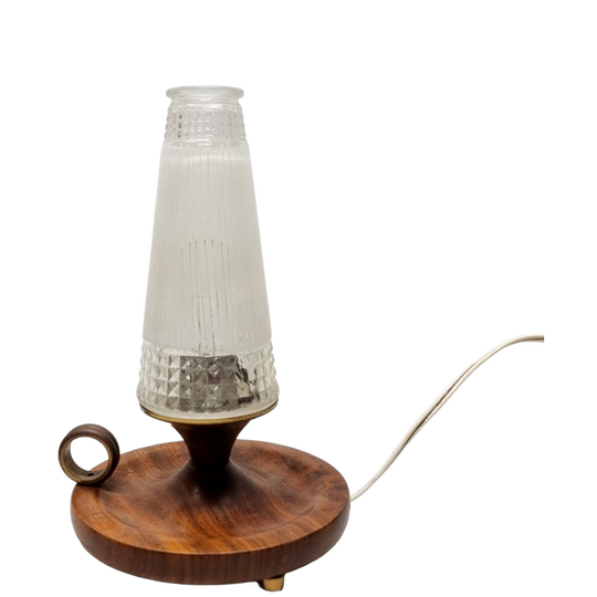Vintage Houten Nachtlamp Op Voetje 1