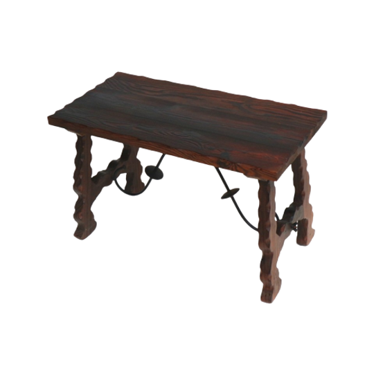 Grote Vintage Spaanse Brutalist Tafel / Bijzettafel Uit De Jaren ’60 1