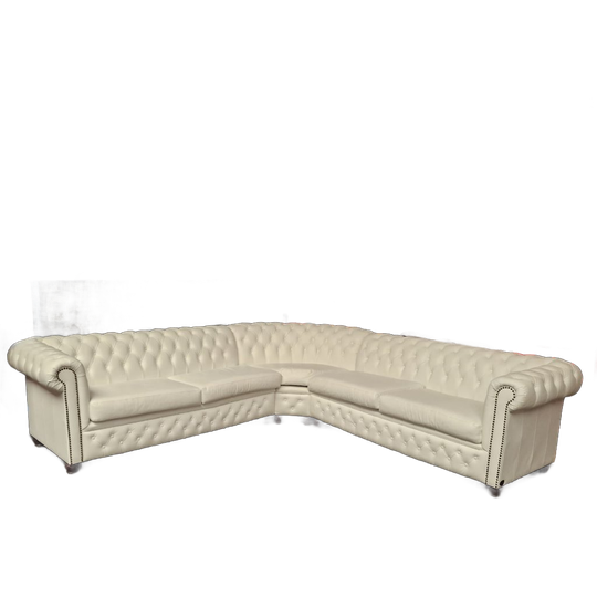 Chesterfield Brighton Hoekbank – Leer, Crème 1