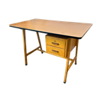 Vintage Houten Bureau Met Formica Tafelblad En Lades thumbnail 1