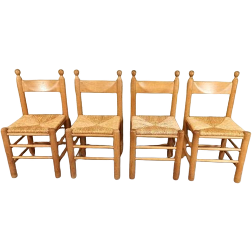 Set Van 4 Vintage Charles Dudouyt Stijl Eetkamerstoelen