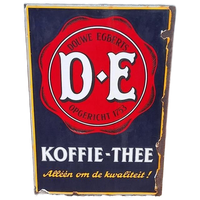 Oud Dubbelzijdig Emaille Bord Douwe Egberts Koffie-thee☕️