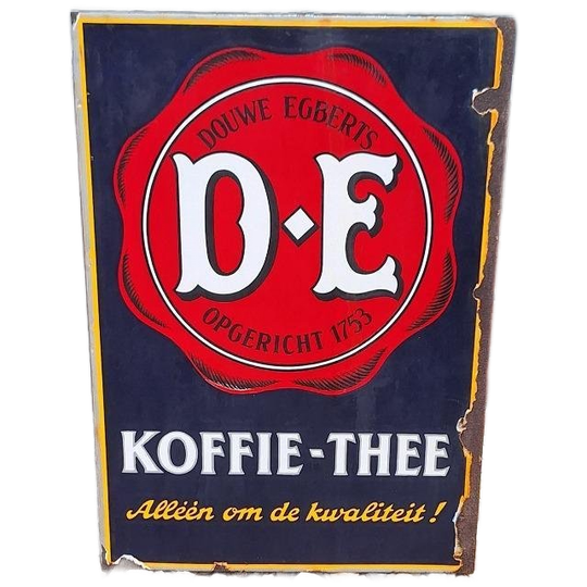 Oud Dubbelzijdig Emaille Bord Douwe Egberts Koffie-thee☕️ 1