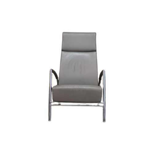 Zgan! Grijze Leren Harvink De Club Flex Design Relaxfauteuil