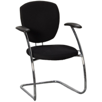 Frontseat Vergaderstoel, Zwart, Stapelbaar, Sledeframe