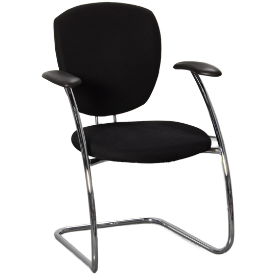 Frontseat Vergaderstoel, Zwart, Stapelbaar, Sledeframe 1