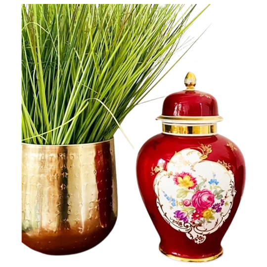 Vintage Dekselpot Porselein Bloemen 1