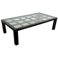 Vintage Zwarte Hoogglans Salontafel Met Glazen Blad, Japanse Stijl, 1980’s
