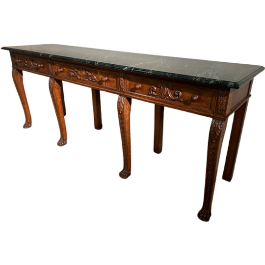 Eiken Serving Dish Table Met Groene Marmer 1