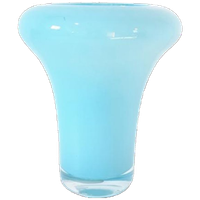 Zachtblauwe Mondgeblazen Vintage Vaas Blauwe Vaas Glazen