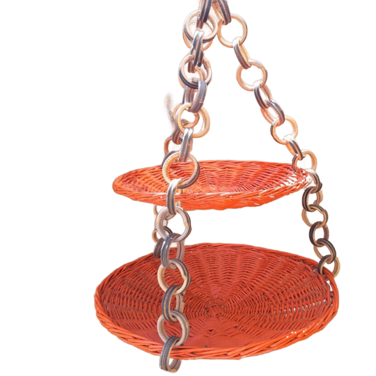 Vintage Design Dubbelschaal Rotan Hanger H80d46d35 1