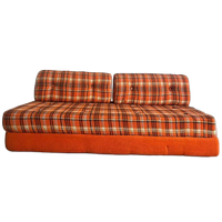 Vintage Oranje Uitklapbare Daybed / Zetel / Logeerbed