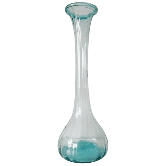 Vintage Xl Handgemaakte Cristal Artesanal Colombiaanse Blauwe Vaas Recycled Glas 1950’s 1