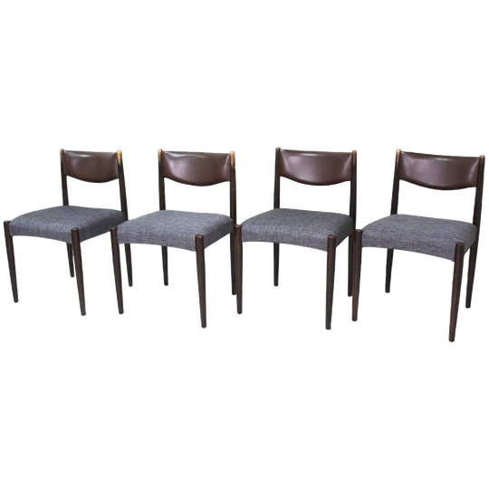 4X Vintage Eetkamerstoelen - Jaren '60, Bruin, Grijs 1