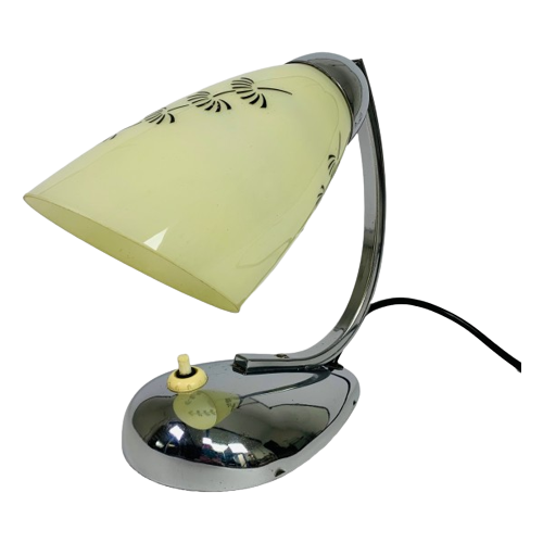 Art Deco Bureaulamp Met Glazen Kap, Jaren 20