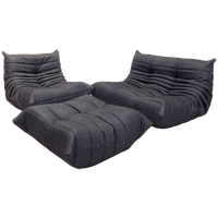 Ligne Roset Togo Set - 1 - 2 Seater & Ottoman - Pinstripe Fabric