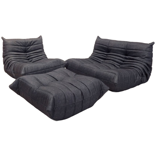 Ligne Roset Togo Set - 1 - 2 Seater & Ottoman - Pinstripe Fabric 1