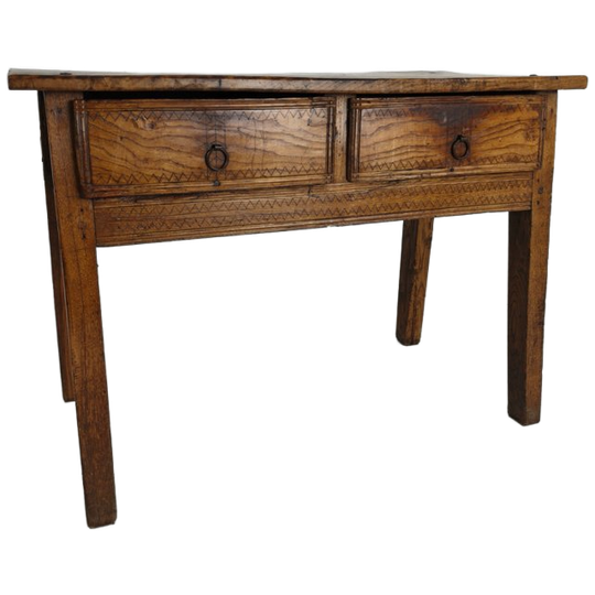 18e-eeuwse Spaanse Kastanjehouten Tafel / Bijzettafel 1