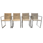 Vier Arco Frame Eetkamerstoelen, Crème Bekleding, Burkhard Vogtherr thumbnail 1