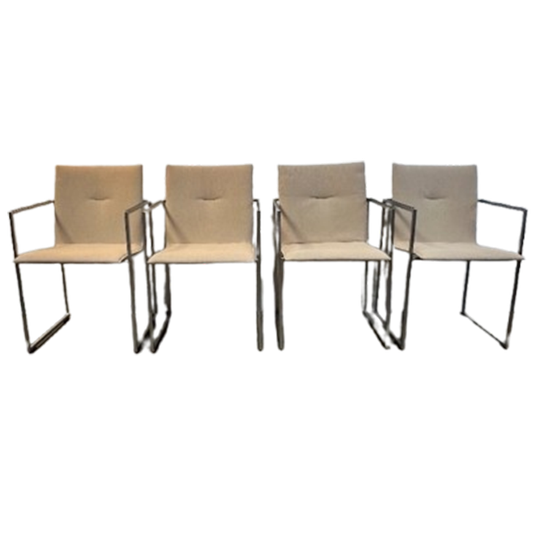 Vier Arco Frame Eetkamerstoelen, Crème Bekleding, Burkhard Vogtherr 1