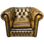 Engelse Springvale Chesterfield Clubfauteuil Goud Bruin In Nieuwstaat thumbnail 1