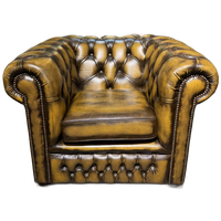 Engelse Springvale Chesterfield Clubfauteuil Goud Bruin In Nieuwstaat