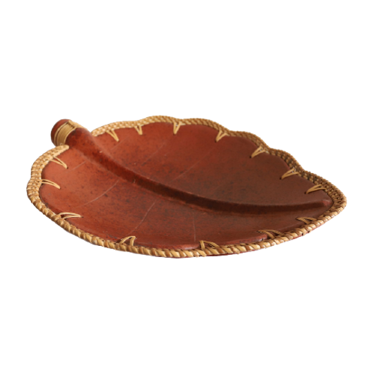 Vintage Terracotta Schaal In Bladvorm, Indonesië Voor 2000 1