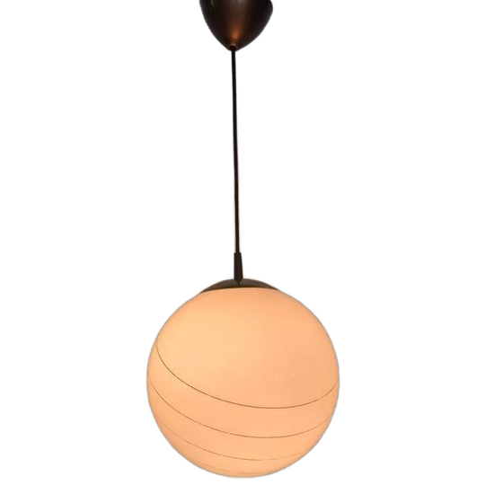 Vintage Opaline Space Age Lamp Met Gouden Randen Globe. 1