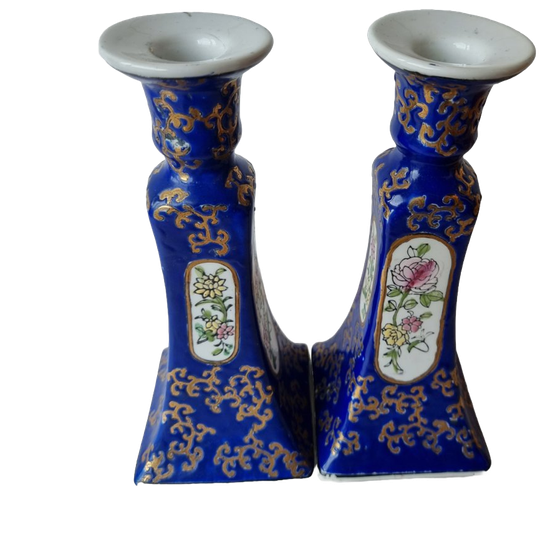 Vintage Chinees Porseleinen Kandelaren 1