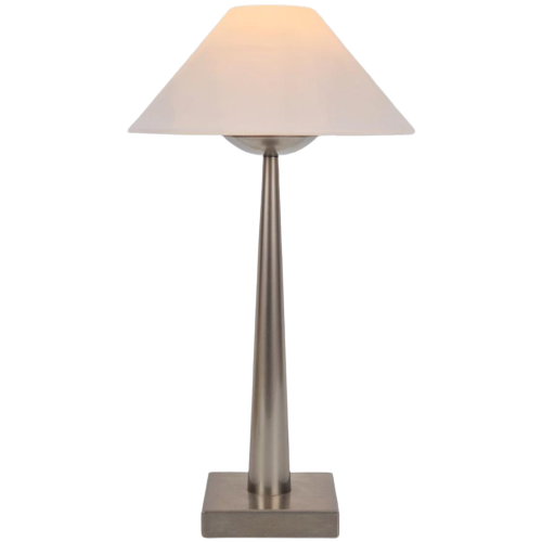 Postmoderne Tafellamp Harco Loor Melkglas Rvs ‘90 Mushroom