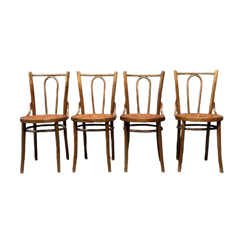 Set Van 4 Franse Cafe Stoelen Met Sierlijke Zittingen