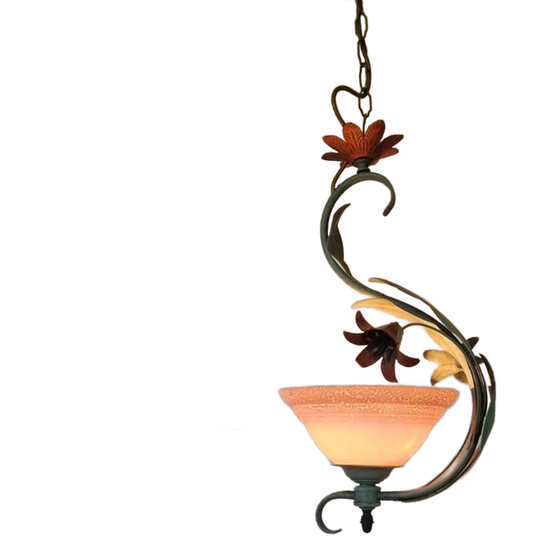 Vintage Hanglamp Met Bloemen Italiaans 1