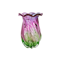 Murano Teleflora Italy - Hand Blown Vase - Roze/Groen - 70'S