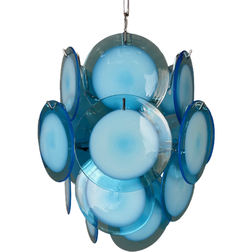 Vintage Design Blue/White Chandelier Murano