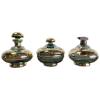Set Van 3 Vintage Glazen Potjes / Parfumset / Toiletset thumbnail 1