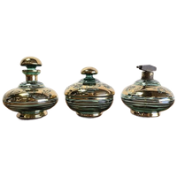 Set Van 3 Vintage Glazen Potjes / Parfumset / Toiletset