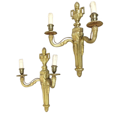 Duo Verguld Bronzen Louis Xvi Wandlampen 1