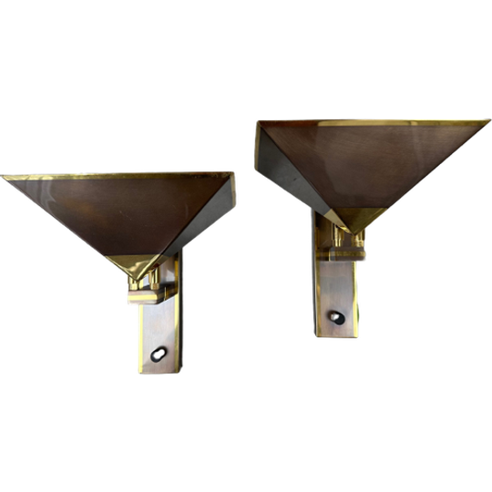2x Vintage Design Wandlampen Brons 1