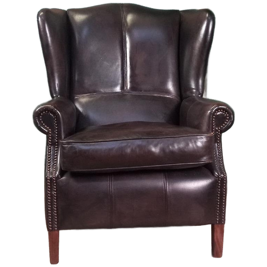 Stoere Zwarte Schaapsleren Vintage Wingback Fauteuil 1