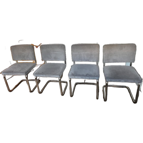 Set Van 4 Zuiver Ridge Rib Eetkamerstoelen (grijs Ribstof) 1