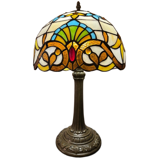 2 Stuks Art Nouveau Tiffany Stijl Tafellampje Glas In Lood Groot 1