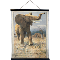 Vintage Linnen Schoolkaart – Afrikaanse Olifant
