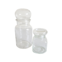 Vintage Set Van 2 Apothekers Pot In Transparant Glas, Jaren '70