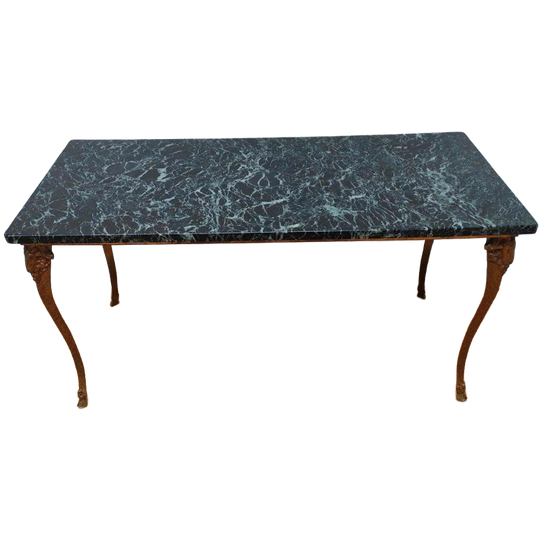 Vintage Regency Koffietafel Salontafel Messing Met Marmer Blad 407 1