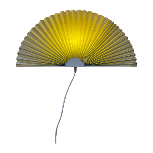 Vintage Design Plissé Wandlamp, Origami Lamp, Waaier Model Olijfgroen