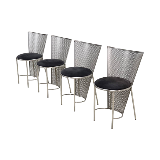 Set Of 4 Sevilla Chairs By Frans Van Praet For Belgo Chrom Belgium 1992 1