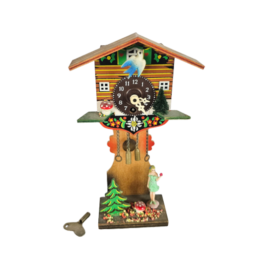 Miniatuur - Schwartzwald - Staand Klokje Met Slinger - Opwindbaar - West-germany - 3e Kwart 20e E 1