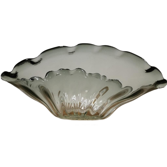 Zeer Grote Vintage Schaal Italiaans Glas, Glazen Fruitschaal 1